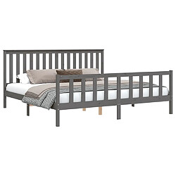 Avis Maison Chic Lit adulte - Cadre de lit et tête de lit,Structure du lit Contemporain pour chambre gris 200x200 cm bois de pin massif -MN97407