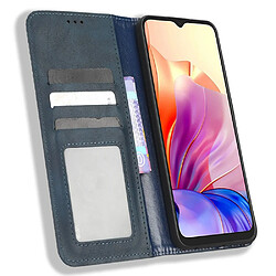 Etui en PU texture rétro, absorption magnétique avec support pour votre Blackview Oscal C80 4G - bleu