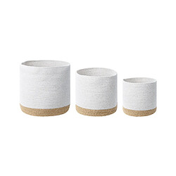 Beliani Lot de 3 paniers en jute blanc et beige BASIMA