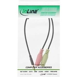 InLine - Headset-Kabel - 4-poliger Mini-Stecker (M) bis Mini-Stecker (W) - 1,0m - Schwarz (99302J)