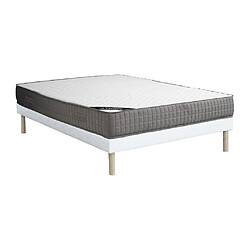 Vente-Unique Ensemble 160 x 200 cm sommier tapissier + matelas mousse et accueil mémoire de forme 11 zones ép.22cm - DANEVO de YSMÉE