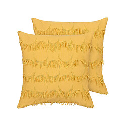 Beliani Coussin AGASTACHE 45 x 45 cm Géométrique Jaune