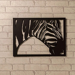 HOMEMANIA Décoration Murale Zebra - Art Mural - Animaux - pour Séjour, Chambre - Noir en Acier, 48 x 0,15 x 35 cm