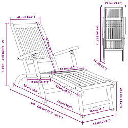 vidaXL Chaise longue d'extérieur repose-pieds lot de 2 Acacia solide pas cher