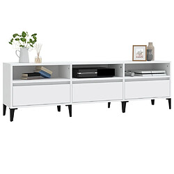 Avis vidaXL Meuble TV blanc 150x30x44,5 cm bois d'ingénierie