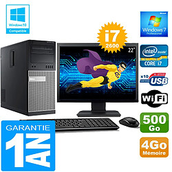 PC Tour DELL 7010 Core I7-2600 Ram 4Go Disque 500 Go Wifi W7 Ecran 22" - Occasion