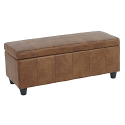 Mendler Banc/banquette/coffre de rangement Kriens, 112x45x45cm, similicuir ~ aspect daim marron