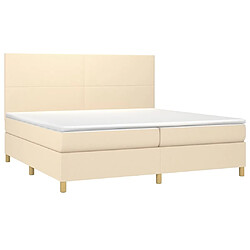 Avis Maison Chic Lit adulte- Lit + matelas,Sommier à lattes de lit et matelas et LED Crème 200x200cm Tissu -GKD40785