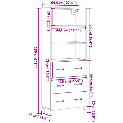 vidaXL Buffet haut Blanc 69,5x34x180 cm Bois d'ingénierie pas cher