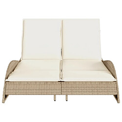 Acheter Maison Chic Chaise longue avec coussins, Transats, Bain de Soleil beige 114x205x73 cm résine tressée