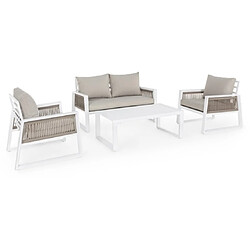 Bizzotto Canapé extérieur Captiva canapé +2 fauteuils + Table basse blanc