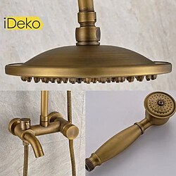 iDeko® Robinet douchette pommeau de douche colonne salle de bain design antique Laiton Céramique IDEAN11