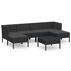 Maison Chic Salon de jardin 7 pcs + coussins - Mobilier/Meubles de jardin - Table et chaises d'extérieur Résine tressée Noir -MN85037