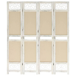 Maison Chic Paravent/Cloison de séparation 4 panneaux Crème 140x165 cm Tissu -MN24485