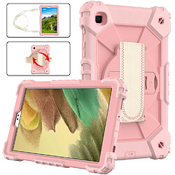 Coque en TPU + Silicone Couleur de contraste de conception avec béquille en dragonne or rose pour votre Samsung Galaxy Tab A7 Lite 8.7 pouces T225/T220 (2021)