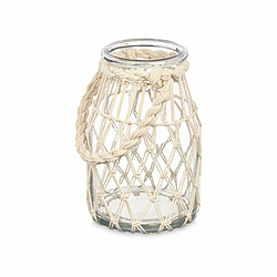 Gift Decor Bougeoir Boîte Blanc Transparent verre Corde 14 x 21 cm (6 Unités)