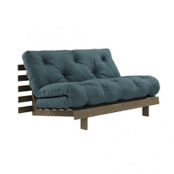 Inside 75 Canapé convertible futon ROOTS pin carob brown matelas petrol blue couchage 140x200 cm