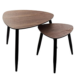 Atmosphera, Createur D'Interieur Lot de 2 tables à café façon Noyer "Mileo" Atmosphera