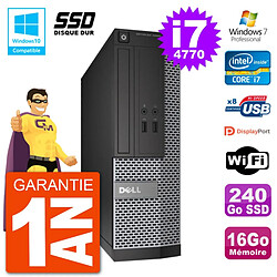 PC Dell 3020 SFF Intel i7-4770 RAM 16Go SSD 240Go Graveur DVD Wifi W7 - Occasion