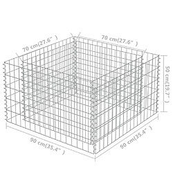 vidaXL Lit surélevé à gabion Acier galvanisé 90x90x50 cm pas cher