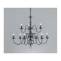 Lumière Chandelier sans abats jours Flemish Noir,bronze 9 ampoules 64cm