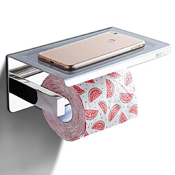 Universal Porte-papier hygiénique en acier inoxydable 304 avec étagère Porte-tambour pour téléphone portable de toilette Accessoires de salle de bains | Porte-papier