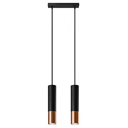 Luminaire Center Suspension Loopez Acier Cuivre,noir 2 ampoules 90cm