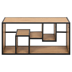 Avis Toilinux Etagère murale 4 niches en MDF et Métal - L.95cm x P.35cm x H.45cm - Beige et Noir