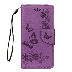 Wewoo Housse Étui Violet pour Huawei P20 Lite Vintage Floral Motif papillon en relief flip horizontal en cuir avec fente carte et titulaire portefeuille lanière