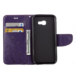 Acheter Wewoo Housse Étui Violet pour Samsung Galaxy A3 2017 / A320 Papillons Amour Fleurs Gaufrage Horizontal Flip en cuir avec support & Slots de cartes Portefeuille & Longe foncé