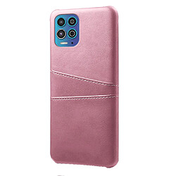 Coque en TPU + PU avec double porte-cartes or rose pour votre Motorola Moto G100/Edge S