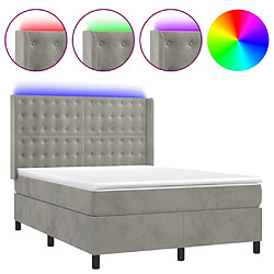 vidaXL Sommier à lattes de lit matelas et LED Gris clair 140x200 cm