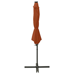 Helloshop26 Parasol meuble de jardin déporté avec mât et lumières led 300 cm orange 02_0008539