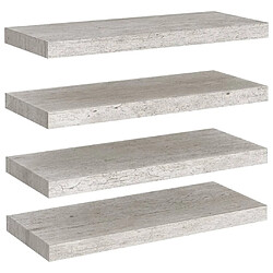 Maison Chic Lot de 4 Étagères murales,Étagère Rangement flottate gris béton 60x23,5x3,8 cm MDF -MN26163