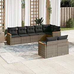 Maison Chic Salon de jardin 8 pcs avec coussins | Ensemble de Table et chaises | Mobilier d'Extérieur gris résine tressée -GKD93277