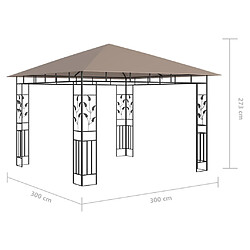 vidaXL Tonnelle avec moustiquaire et lumières Led 3x3x2,73 m Taupe pas cher