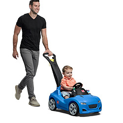 Step2 Push Whisper Ride Voiture Enfant Porteur Auto en bleu | Véhicule Jouet avec barre de poussée pour Enfants dès 1.5 ans