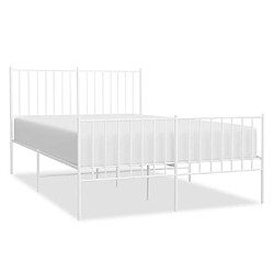 Maison Chic Lit adulte - Lit simple Cadre de lit métal avec tête de lit/pied de lit,Structure du lit Contemporain pour chambre blanc 120x190cm -MN70036