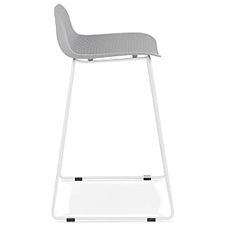 Acheter Alterego Tabouret snack mi-hauteur 'BABYLOS MINI' gris avec pieds en métal blanc