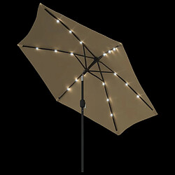 Helloshop26 Parasol d'extérieur avec led et mât en acier 300 cm taupe 02_0008177