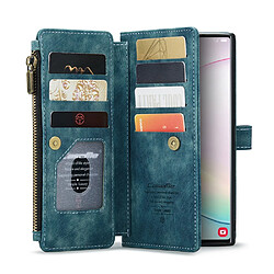 Caseme Etui en PU + TPU antidérapante avec support, porte-cartes et poche zippée vert pour votre Samsung Galaxy Note 10 Plus/Note 10 Plus 5G