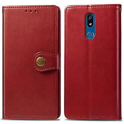 Wewoo Housse Coque Etui en cuir de couleur unie pour téléphone portable avec protection et lanièrecadre photo et fente carteporte-monnaie et support LG K40 rouge