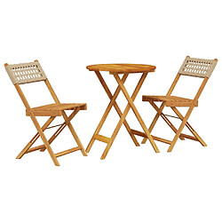 vidaXL Ensemble de bistro 3 pcs beige résine tressée et bois massif