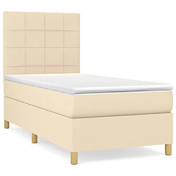 Maison Chic Lit adulte- Lit + matelas,Sommier à lattes de lit avec matelas Crème 80x200 cm Tissu -GKD46106