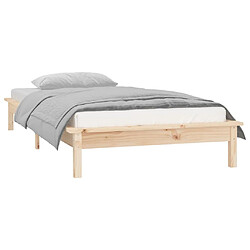 Maison Chic Lit adulte - Cadre de lit à LED,Structure du lit Contemporain 90x200 cm Bois massif -MN79728 pas cher