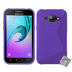 Htdmobiles Coque silicone gel fine pour Samsung Galaxy J1 (2016) + verre trempe - MAUVE