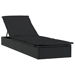 Acheter vidaXL Chaise longue avec toit rond noir 211x57x140 cm résine tressée