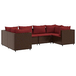 vidaXL Salon de jardin 6 pcs avec coussins Marron Résine tressée