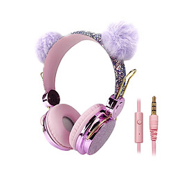 GUPBOO Casque filaire avec micro licorne pour filles enfants casque de musique stéréo PC casque de téléphone cadeau pour