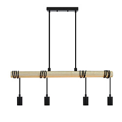 NETTLIFE Suspension bois noir Diam.113cm E27 à manger vintage rétro 4 flammes lampe de cuisine industrielle pour salle à manger cuisine salon